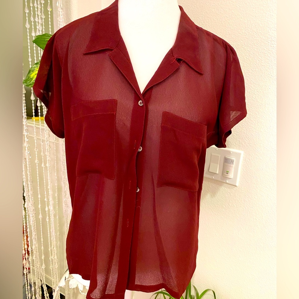 SHEER MAROON BLOUSE